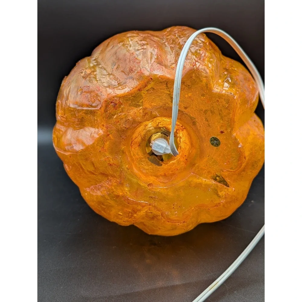 VTG? Halloween Fiberglass Pumpkin Totem Lamp Light 16 in